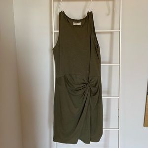 Abercrombie Stretchy Green Tank Dress with Ruching and Slip